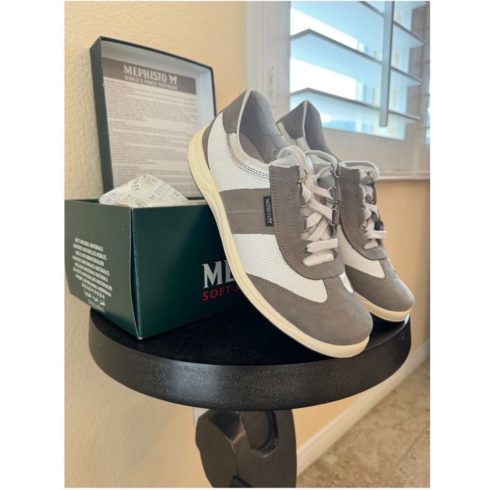 SOLD- Vintage Mephisto Ladywalk Light Grey & White Lace-Up Sneaker - NWT/Box